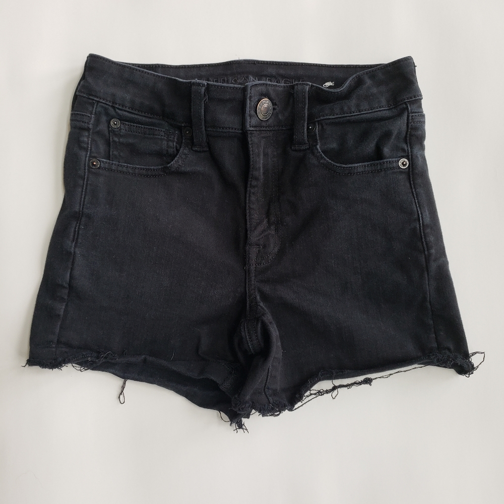American Eagle black denim shorts
